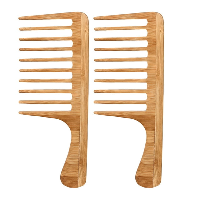 2pcs Bamboo Wide Tooth Comb For Women Men Large Tooth Comb Retro Wide Tooth Comb Hair Styling Men Texture Comb Large Back Comb