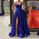 thumbnail image 1 of Vestido de novia de satén para primavera, para novia, para boda, de tubo, adelgazante, sencillo, largo hasta el suelo, para banquete, 1 of 2