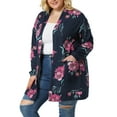 thumbnail image 5 of Agnes Orinda Women's Plus Size Duster Floral Sweater Lightweight Cardigan 1X Navy Blue, 5 of 8