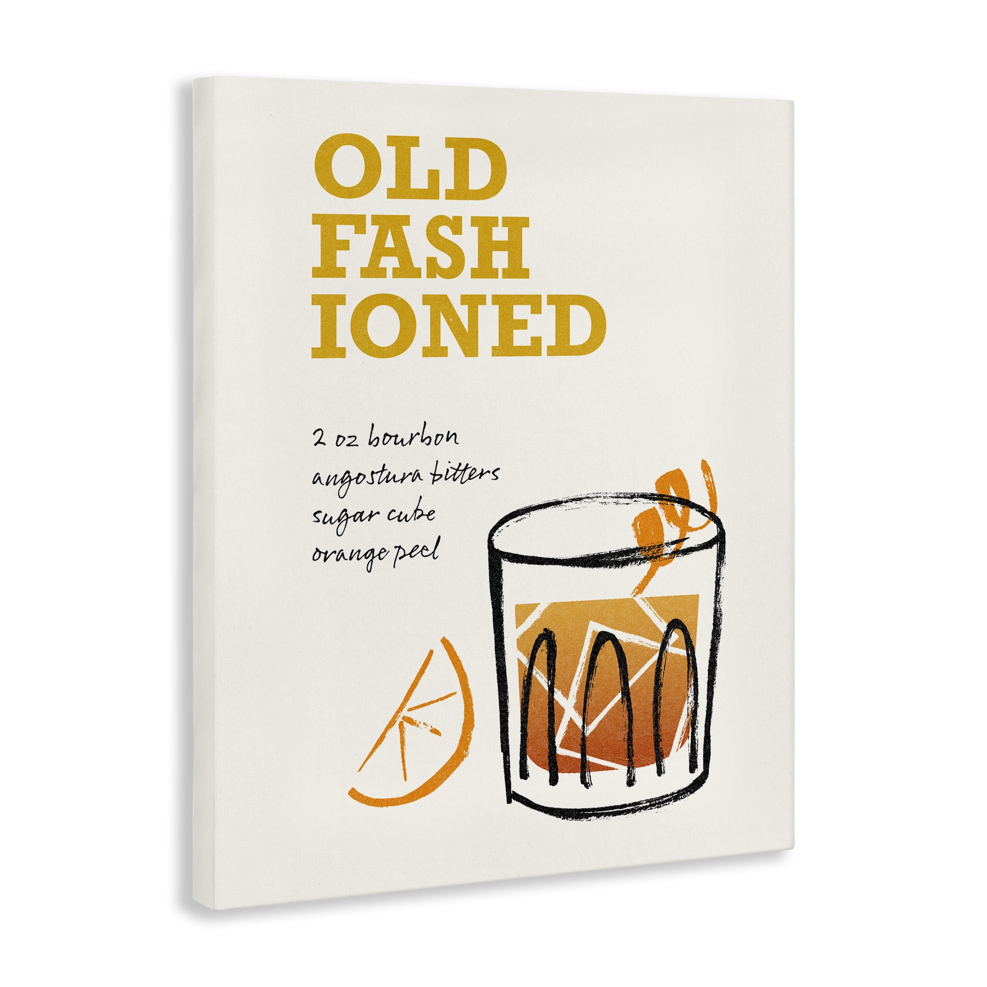 Stupell Industries Old Fashioned Recipe Food & Beverage Painting Gallery Wrapped Canvas Art Print Wall Art, 16 x 20