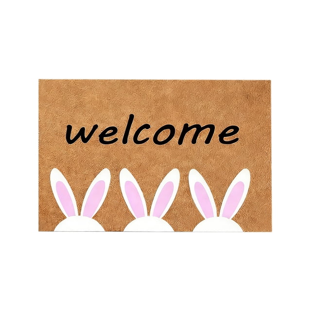 Ohufall Rabbit Pattern Easter Welcome Mat Absorbent Non Slip Doormat Indoor Outdoor Easter Decor For Entryway