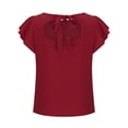 thumbnail image 4 of Sentmoon Womens Ruffle Blouse Crew Neck Short Sleeve Tops Cute Bandage Basic Oversized Womens Tops Clothing 2025 Summer Saving, 4 of 9