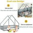 thumbnail image 2 of Duxelifin Twin Size House Floor Bed Frame with Triangular Roof and Fence Rails, Wooden Floor Bed Frame for  Girls,Boys, Montessori Floor Bed, Easy Assembly（Grey）, 2 of 8