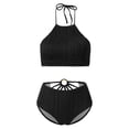 thumbnail image 4 of vigerkar Women High Waisted Bikini Sets - Two Piece Swimsuit High Neck Bathing Suits Tummy Control Swimwear (Black, XL), 4 of 9