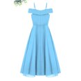 thumbnail image 4 of Linjinx Kids Flower Girl Chiffon Junior Bridesmaid Dresses Off Shoulder Wedding Party Dress Pageant Light Blue 16, 4 of 6