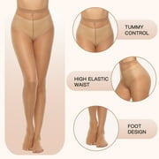MANZI 6 Pairs 20D Women's Sheer Tights Ultra Thin High Waist Pantyhose Thigh High Stockings