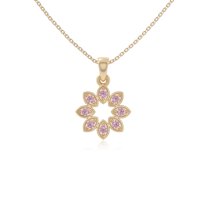 Natural Pink Tourmaline Flower Shape Pendant Necklaces for Women in 18K Yellow Gold Vermeil, October Birthstone Jewelry Gifts for Her Birthday, Anniversary, Mothers Day, Graduation, Valentines