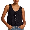 thumbnail image 2 of XUNKUSGA Tank Tops for Women Summer Boho Lace Tie Front V Neck Going Out Tops Casual Loose Cotton Linen Button Down Sleeveless Y2k Tops for Beach,S, 2 of 7