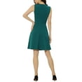 thumbnail image 4 of INSPIRE CHIC Women's Wear to Work Solid Color Sleeveless A-Line Flared Midi Dresses XS Peacock Green, 4 of 7