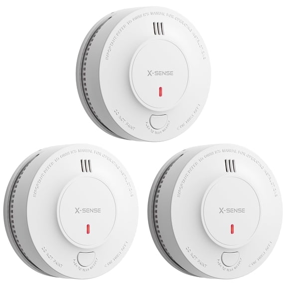 X Sense 10 Year Battery Smoke Detector, Photoelectric Sensor, ETL Listed, Battery Powered Smoke Alarm, SD2J0AX, 3 PACK