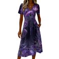 thumbnail image 5 of Womens Halloween Dress Spider Short Sleeve Bat Funny Wrap Dress Skeleton V Neck Vintage Wedding Guest Dresses S, 5 of 5