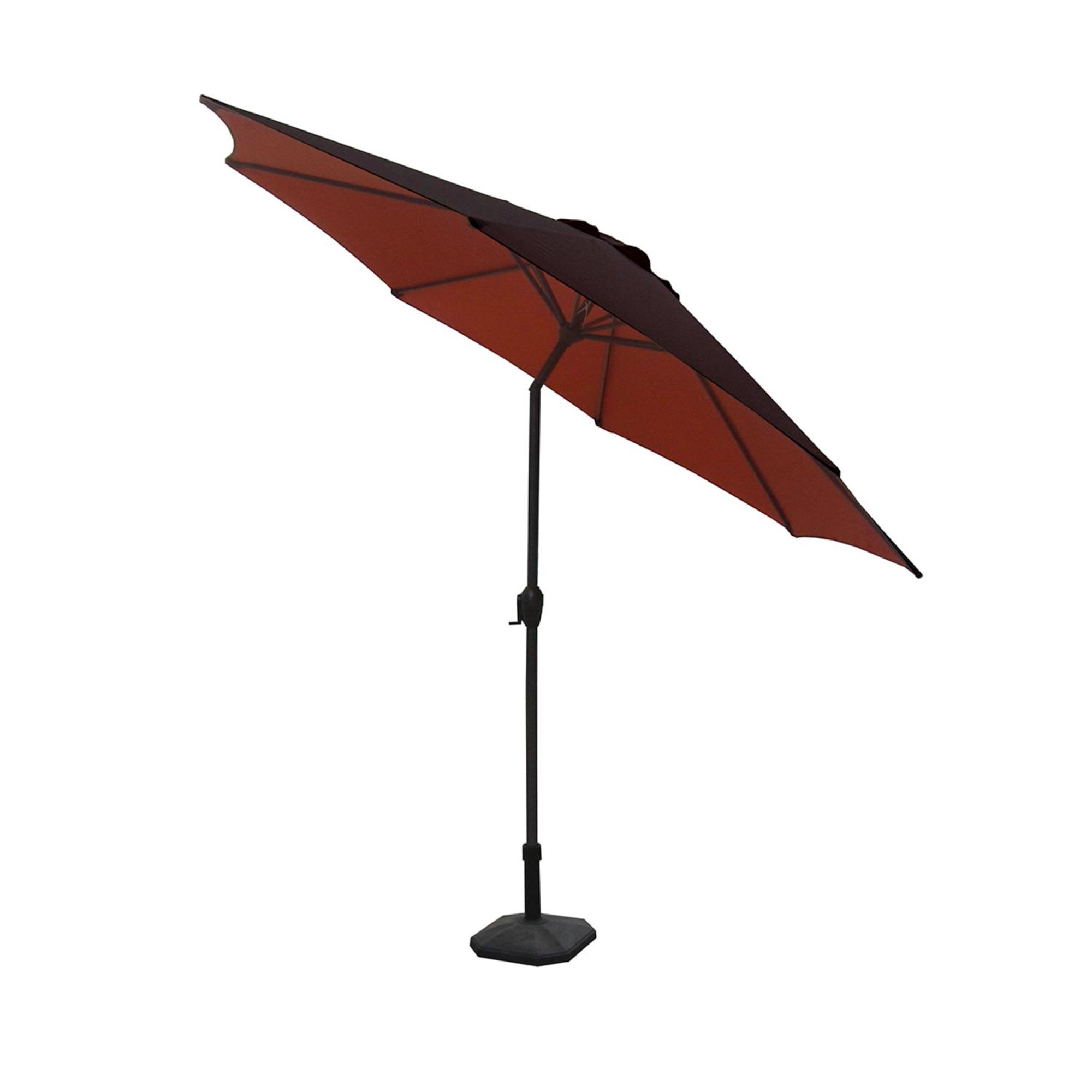 9 Outdoor Patio Market Umbrella With Hand Crank And Tilt Brown And Rust Walmart Canada