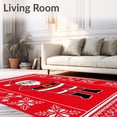 thumbnail image 2 of ODIKA 4'x6' Machine Washable Non-Slip Area Rug, Festive Santa Motif Punch Needle with Whimsical Holiday Accents High Traffic Rug with Pad, Red, 636083, 2 of 8