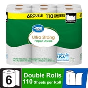 Great Value Ultra Strong Paper Towels, 6 Double Rolls