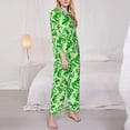 thumbnail image 3 of Yiaed Green Lizard Print Pajamas Women's Long Sleeve Sleepwear Soft Button Down Loungewear Pjs Lounge Set Nightwear Womens Pajama Pants-Large, 3 of 7
