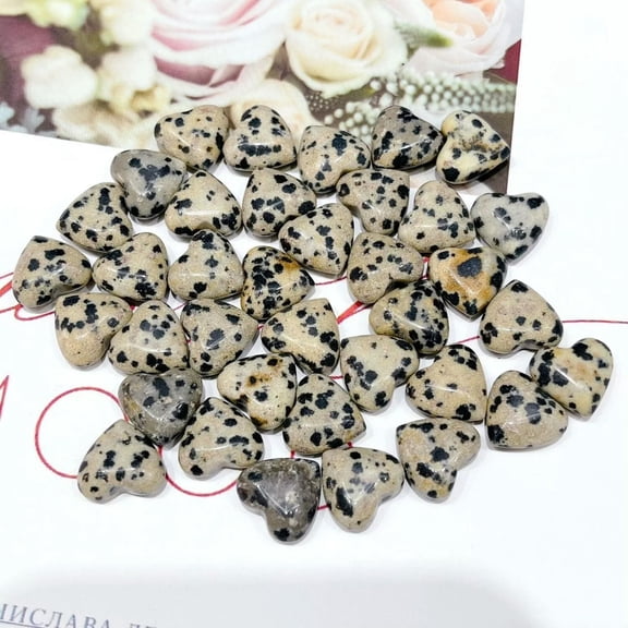 MATROOY 100pcs Small Natural Speckle Stone Healing Heart Gemstone for Home Decor 12x6mm