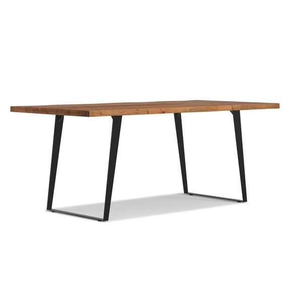 Simpli Home Delta 72 inch x 36 inch Rectangle Modern Industrial Dining Table in Natural