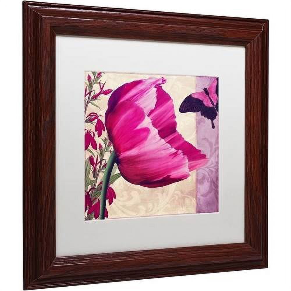 Trademark Fine Art " Pink Poppy II " Canvas Art by Color Bakery White Matte, Wood Frame