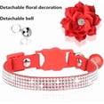 thumbnail image 4 of Mumup 1Pack Cat Collars,Rhinestone for Girl Cats Bling Kitten Flower Adjustable Breakaway Collar with Bell Soft Velvet Leather Collar for Puppy Small Dogs, 4 of 6
