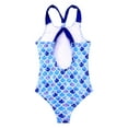 thumbnail image 3 of renvena Kids Girls One Piece Swimsuits Hawaiian Swimwear Beach Bathing Suit Crossback Monokini Size 4-16 Blue Fish Scales 10, 3 of 7