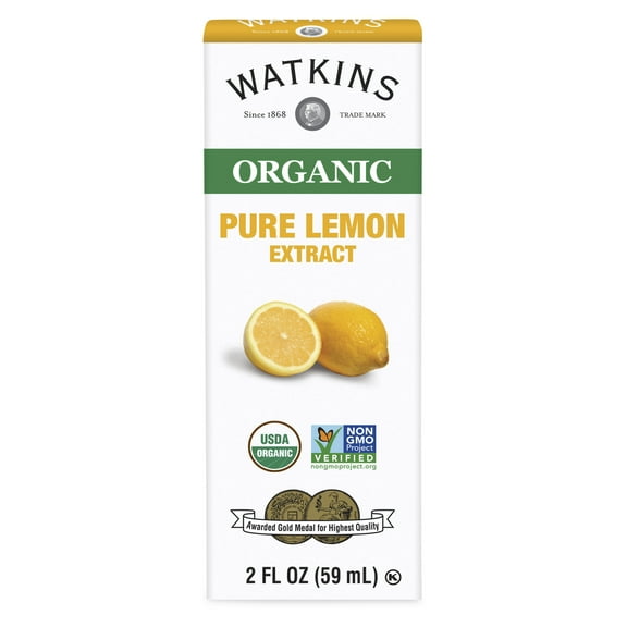 Watkins Organic Pure Lemon Extract, 2 oz (Shelf Stable/Ambient, Plastic Container)