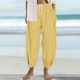thumbnail image 4 of Gibobby pantalones de yoga Pantalones largos de cintura con cinturón elástico con bolsillos sueltos de color sólido informal para mujer (Amarillo, M), 4 of 5