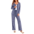 thumbnail image 5 of Weekease Two Piece Pajama Sets for Women V Neck Button up Tops Drawstring Pants Casual Lounge Set with Pockets, 5 of 8