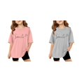 thumbnail image 1 of (2-Pack) Rinsvye Kids Short Sleeve Letter Design T Shirt Comfortable Tops And Girls Everyday Wear Durable Lightweight Apparel, 1 of 6