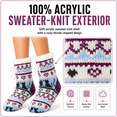 thumbnail image 3 of Girls Chenille Yarn Cabin Socks, Soft Sole Sherpa Lined with Silicone Grippers, BLUE, M/L, 3 of 8