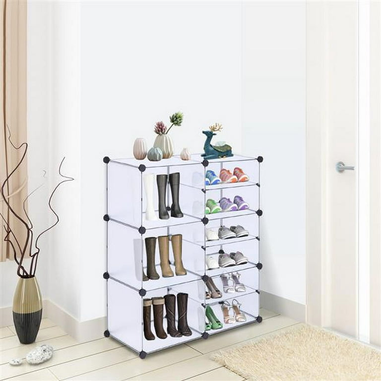 9-Cube Stackable Shoe Cubby with Storage Shelves