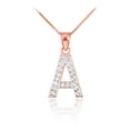 thumbnail image 1 of Rose Gold Letter "A" Initial Diamond Monogram Pendant Necklace :  14K  Pendant with 18" chain, 1 of 1