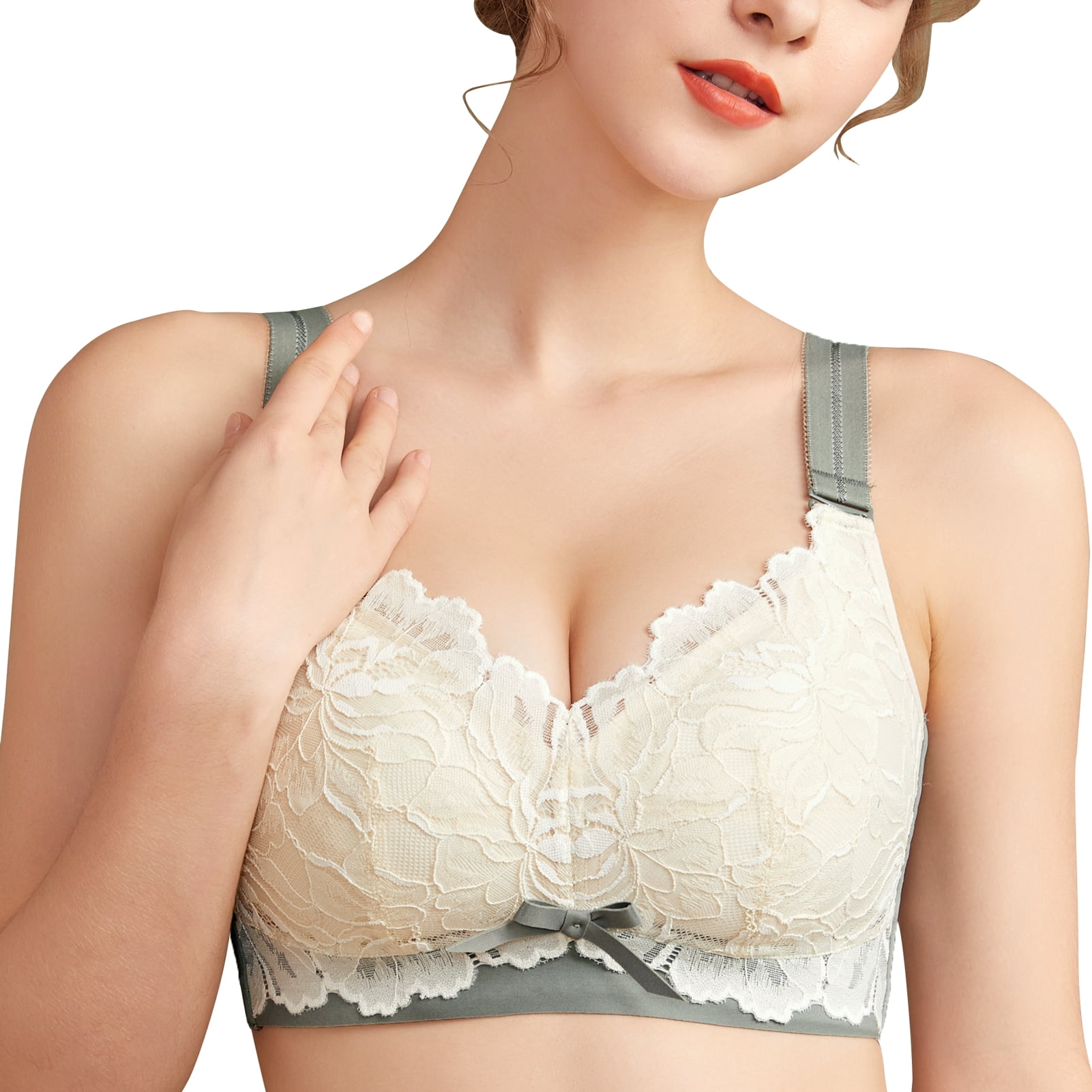 AILIVIN bras for women wireless full figure comfort minimizer no wire plus size bra full coverage wirefree cute comfy wide strap lifting up minimizering comfortable womens bras Green 34B 34 B