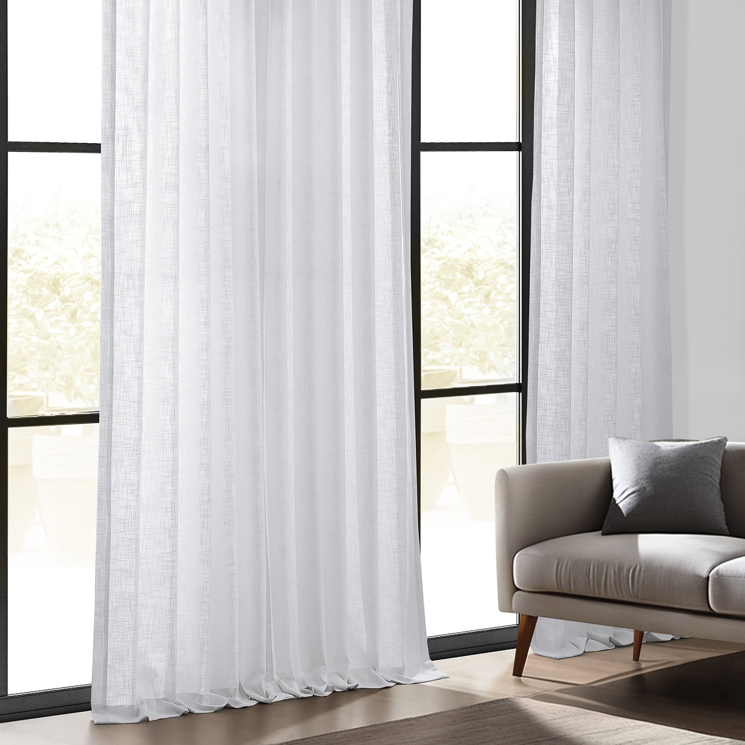 Rice White Heavy Faux Linen Curtain (1 Panel), Rice White, 50W X 108L