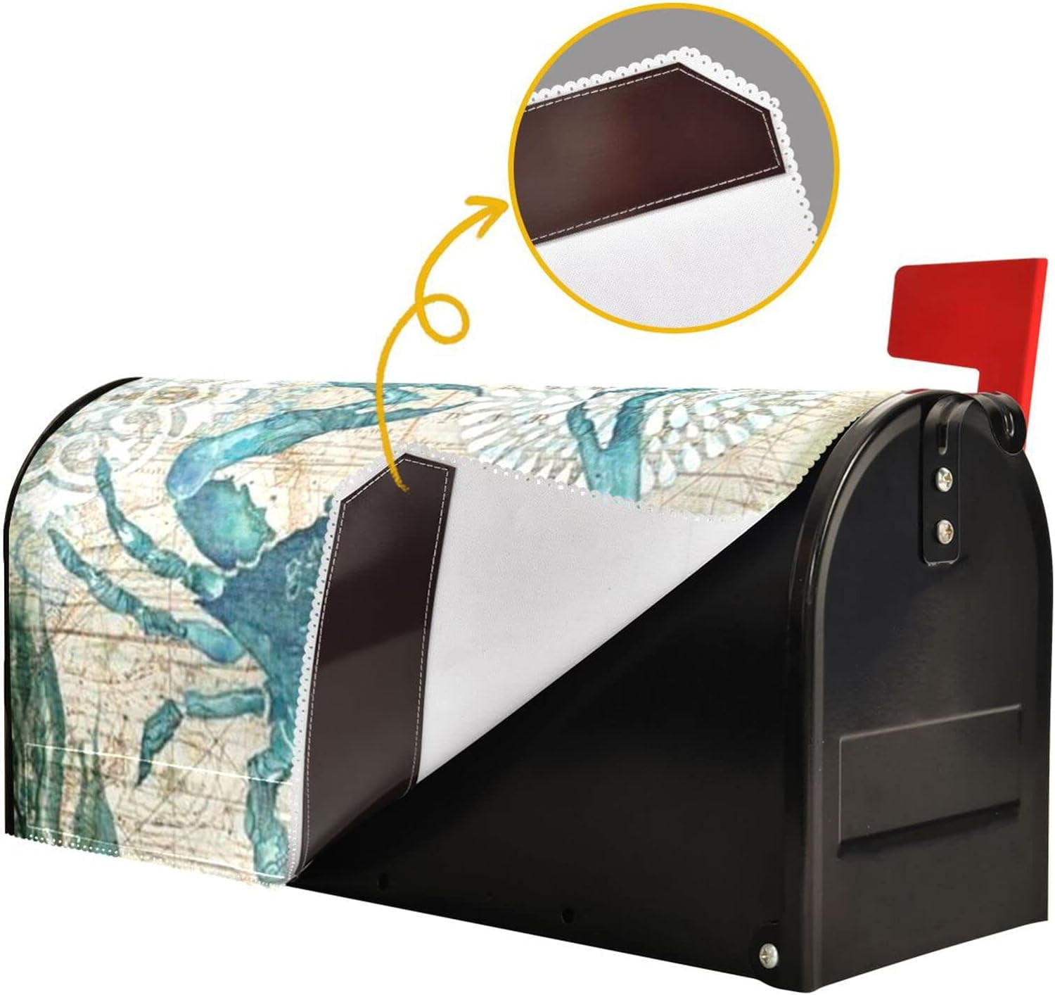 Ocean Crab Magnetic Mailbox Cover MailWraps Garden Yard Home Decor for Outside Standard Size-18"x 20.7"…