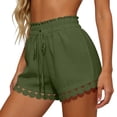 thumbnail image 4 of Costeam Womens Elastic High Waist Lace Trim Shorts with Drawstring and Scalloped Hem Casual Summer Beach Shorts, 4 of 7