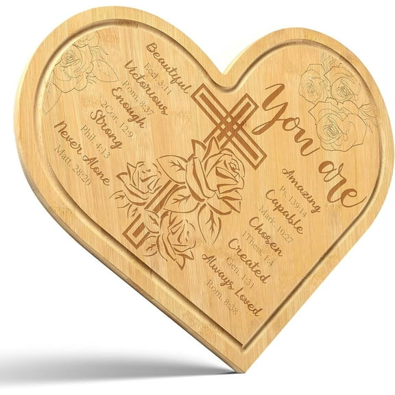 Sevenstars Mom Gifts for Christmas,Heart Charcuterie Board,Wooden Cutting Board Religious Gifts for Women
