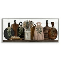 Stupell Industries Wooden Kitchen Items Food & Beverage Painting Gray Framed Art Print Wall Art, 30 x 13