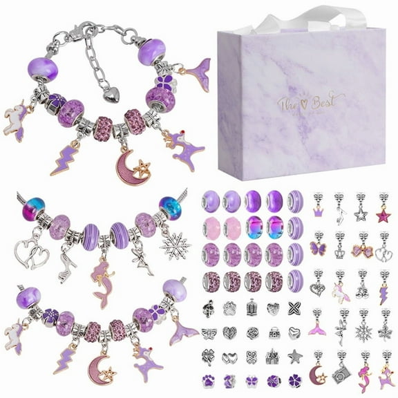 CROPD Charm Bracelet Making Kit for Girls, Charm Beads Bracelets Jewelry Making Kit DIY Crafts Gifts Set for Teen Girls Kids 8-12 Years