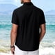 thumbnail image 5 of Ceisia Men's Solid Color Short Sleeve Linen-like Shirt Breathable Summer Beach Shirt with Chest PocketBlackS Gifts, 5 of 8