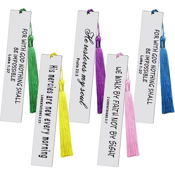 5 Pieces Metal Bible Bookmark Motivational Bookmarks Metal Stainless Inspirational Bookmarks Scripture Bookmarks with Tassels for Book Lovers Students Teachers Friends Birthday Graduation