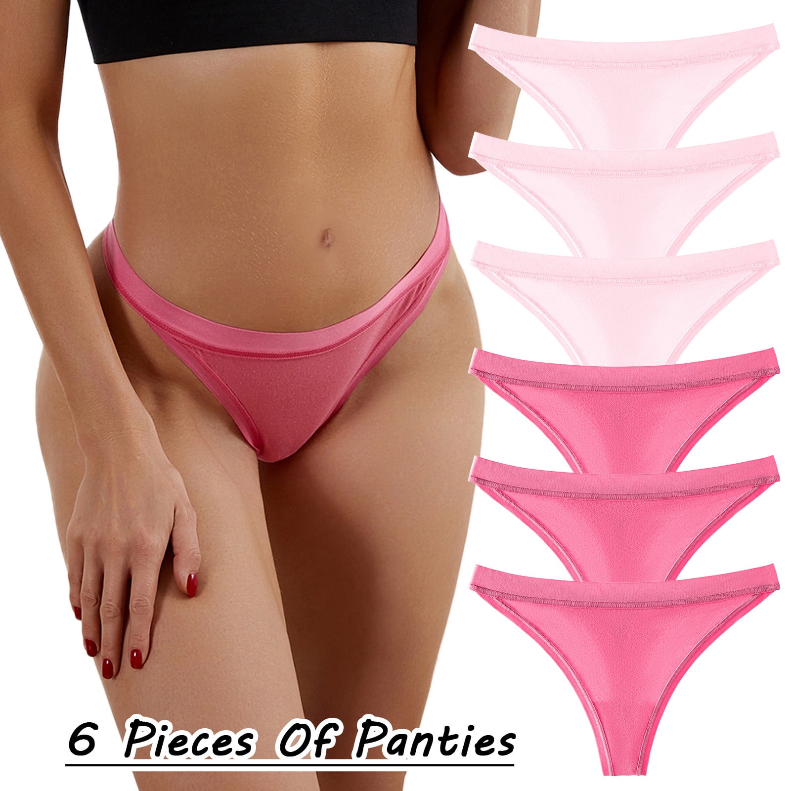 Pack Of 6 Natural Silk Bikini Strip Panty With Cotton Crotch For