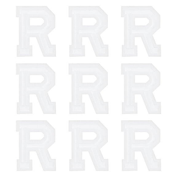 Uxcell Iron on Letter Patches 2" Alphabet R Iron on Embroidered Patch for Clothing Repair(White, Pack of 9)