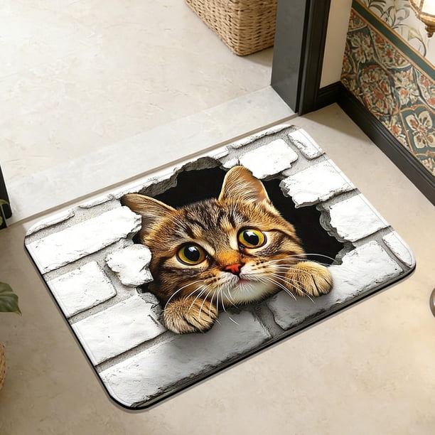 Alfombra de baño de 24 x 16 pulgadas, alfombra de entrada, alfombra para el hogar, absorbente, antideslizante, a prueba de suciedad, alfombra antideslizante para baño, alfombra para dormitorio, porche