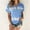 #1-Blue, variant on Womens Plus Size Tops,Womens Blouses,Women's Fashion Printed Short Sleeve T-shirt Blouse Round Neck Casual Tops Shirt