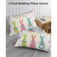 thumbnail image 2 of Easter Bunny Pillow Cases Standard Size Set of 2 - Microfiber Bed Throw Pillow Covers, Easter Eggs Spring Watercolor Bows Flower Decorative Lumbar Pillow Cover with Envelope Closure for Sofa 20"x26", 2 of 6