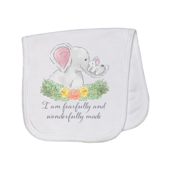 Inktastic I Am Fearfully and Wonderfully Made Cute Elephants Baby Burp Cloth