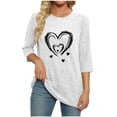 thumbnail image 3 of WMTBSRSW Womens Ribbed Knit 3/4 Sleeve Tops Casual Crewneck Pullover Sweaters Cute Graphic Going out Blouses White Medium, 3 of 4
