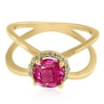 thumbnail image 2 of 0.85 Carat 6MM Round Pink Topaz And Diamond Ring In 10K Solid Rose, White & Yellow Gold, 2 of 3