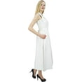 thumbnail image 5 of Phagun Women's Casual Solid White Sleeveless Cotton Simple Tunic Midi Dress-4, 5 of 5