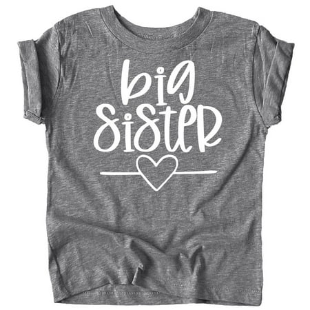 

Olive Loves Apple Big Sister Heart Sibling Reveal T-Shirt for Baby and Toddler Girls Sibling Outfits Ganite Heather Shirt 12 Months